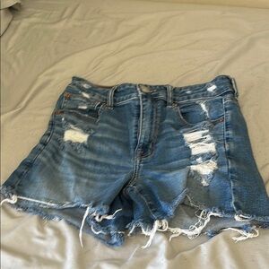 Distressed Blue Denim Shorts